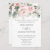 Rustic Blush Pink Floral Rozen Greenery Wedding Kaart (Voorkant / Achterkant)