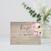 Rustic Blush Pink Floral Sage Wedding RSVP Briefkaart (Staand voorkant)