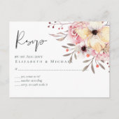 Rustic Blush Pink Floral Sage Wedding RSVP Briefkaart (Voorkant)