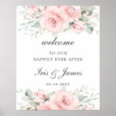 Rustic Blush Pink Floral Weddenschap Welkomstteken Poster (Voorkant)