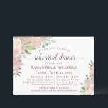 Rustic Blush Pink Floral Wedding Rehearsal Dinner Kaart<br><div class="desc">Deze mooie uitnodiging voor een repetitief diner is zowel roest als elegant. Het bevat een handgeschilderd ontwerp voor waterverf met rozen en bloesems in tinten van wazige roze, koraal en bruin. Het heeft informatie over zowel de trouwrepetitie als het feestdiner dat volgt. Ideaal om de bruidspartij op de hoogte te...</div>