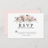 Rustic Blush Pink Floral Wedding RSVP (Voorkant / Achterkant)
