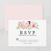 Rustic Blush Pink Floral Wedding RSVP Kaartje (Voorkant / Achterkant)