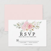 Rustic Blush Pink Floral Wedding RSVP Kaartje (Voorkant / Achterkant)
