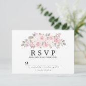 Rustic Blush Pink Floral Wedding RSVP Kaartje (Staand voorkant)