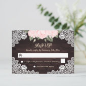 Rustic Blush Pink Floral Wood Weddenschap RSVP Kaartje (Staand voorkant)