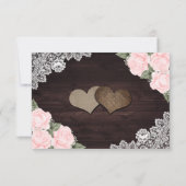 Rustic Blush Pink Floral Wood Weddenschap RSVP Kaartje (Achterkant)