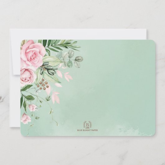 Rustic Blush Pink Flower Greenery Girl Baby shower Kaart (Achterkant)