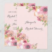 Rustic Blush Pink Flowers Vrijgezellenfeest Uitnod Kaart (Voorkant / Achterkant)