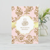 Rustic Blush Pink Gold Filigree Muslim Wedding Kaart (Staand voorkant)