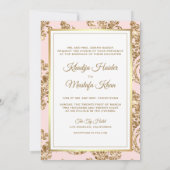 Rustic Blush Pink Gold Filigree Muslim Wedding Kaart (Achterkant)