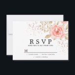 Rustic Blush Pink Gold Floral Wedding RSVP Kaartje<br><div class="desc">Rustieke roze rozen omgeven door gouden bladeren en confetti versieren de top van deze bloemenkaart van RSVP. Een rooskleurig roze zorgt voor de kleur van de rsvp kaart terug. Dit is onderdeel van het Airy Blush Roos collectie dat veel coördinerende items bevat die u kunt gebruiken om een elegant en...</div>