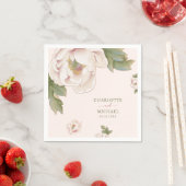 Rustic Blush Pink Peony Roos Floral Wedding Napkin Servet (Insitu)