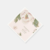 Rustic Blush Pink Peony Roos Floral Wedding Napkin Servet (Hoek)