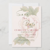 Rustic Blush Pink Peony Wedding Save the Date (Voorkant)