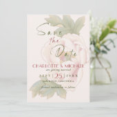 Rustic Blush Pink Peony Wedding Save the Date (Staand voorkant)