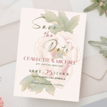Rustic Blush Pink Peony Wedding Save the Date