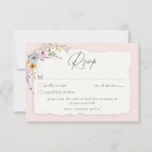 Rustic Blush Pink Romantic Wildflower Wedding QR RSVP Kaartje (Voorkant)