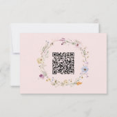 Rustic Blush Pink Romantic Wildflower Wedding QR RSVP Kaartje (Achterkant)