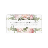 Rustic Blush Pink Rose Quinceanera Floral Address Etiket (Voorkant)