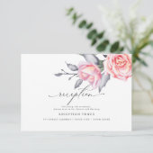Rustic Blush Pink Rose Receptie Kaart (Staand voorkant)