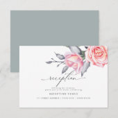 Rustic Blush Pink Rose Receptie Kaart (Voorkant / Achterkant)