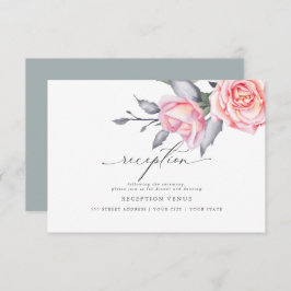 Rustic Blush Pink Rose Receptie Kaart