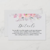 Rustic Blush Pink Waterverf Floral Wedding Informatiekaartje (Voorkant / Achterkant)