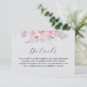 Rustic Blush Pink Waterverf Floral Wedding Informatiekaartje (Staand voorkant)