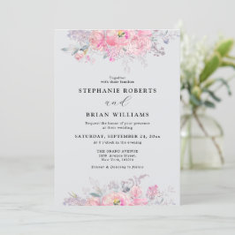 Rustic Blush Pink Waterverf Floral Wedding Kaart