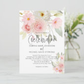 Rustic Blush Pink Waterverf Floral Wedding Kaart (Staand voorkant)