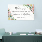 Rustic Blush Pink Waterverf Floral Wedding Party Spandoek (Beurs)