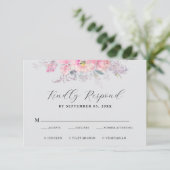 Rustic Blush Pink Waterverf Floral Wedding RSVP Kaartje (Staand voorkant)