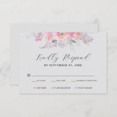 Rustic Blush Pink Waterverf Floral Wedding RSVP Kaartje (Voorkant / Achterkant)