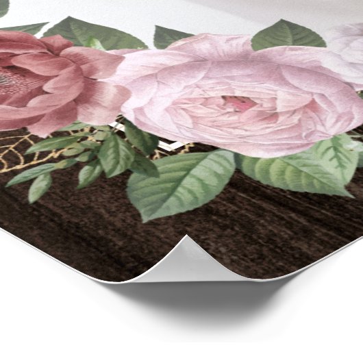 Rustic Blush Pink Weddenschap Welkomstteken Poster (Hoek)