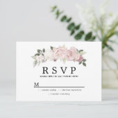 Rustic Blush Pink White Floral Wedding RSVP Kaartje (Staand voorkant)