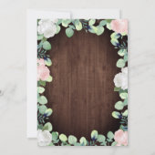 Rustic Blush Pink & White Roses Greenery Wedding Kaart (Achterkant)
