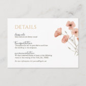 Rustic Blush Pink Wildflower Wedding Details Informatiekaartje (Voorkant)