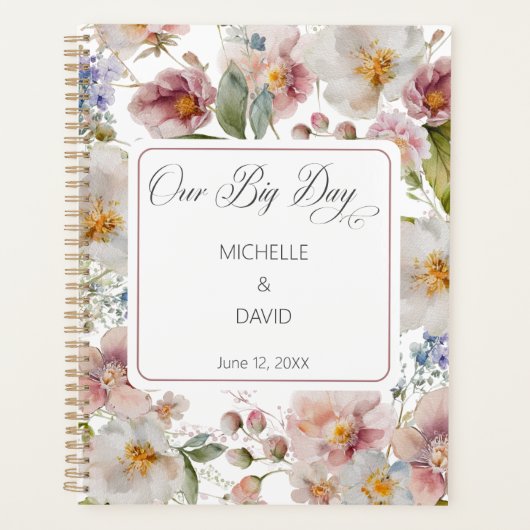 Rustic Blush Pink Wildflower Wedding Planner (Voorkant)