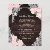 Rustic Blush Pink Wood Floral Enclosure Kaart (Voorkant / Achterkant)