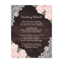Rustic Blush Pink Wood Floral Enclosure Kaart