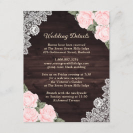 Rustic Blush Pink Wood Floral Enclosure Kaart