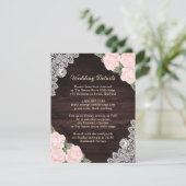 Rustic Blush Pink Wood Floral Enclosure Kaart (Staand voorkant)