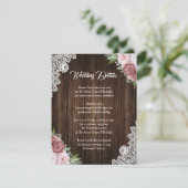 Rustic Blush Pink Wood Floral Enclosure Kaart (Staand voorkant)