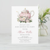 Rustic Blush Roos Gold Tea Party Baby shower Kaart (Staand voorkant)