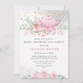 Rustic Blush Roos Gold Tea Party Baby shower Kaart (Voorkant)