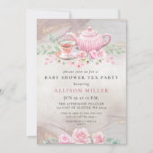 Rustic Blush Roos Gold Tea Party Baby shower Kaart (Voorkant)