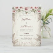 Rustic Blush Roos huwelijksuitnodiging Kaart (Staand voorkant)