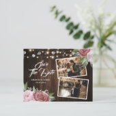 Rustic Blush Roze bewaart het Briefkaart Datum fot (Staand voorkant)