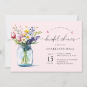 Rustic Blush Roze Bloemen Waterverf Vrijgezellenfe Kaart (Voorkant)